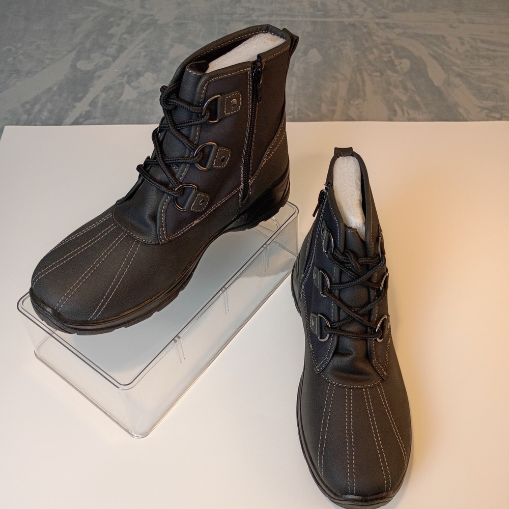 Easy Dry by Easy Street Womens Black Weatherproof Winter Duck Boots Size 9.5M